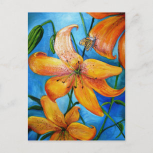 Tiger Lily Oranje Floral Briefkaart