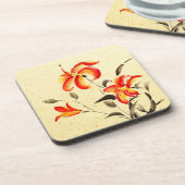 Tiger Lily - rood Bier Onderzetter (Linkerzijde)