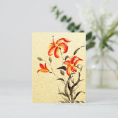 Tiger Lily - rood Briefkaart (Staand voorkant)