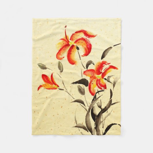 Tiger Lily - rood Fleece Deken (Voorkant)