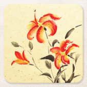Tiger Lily - rood Kartonnen Onderzetters (Voorkant)