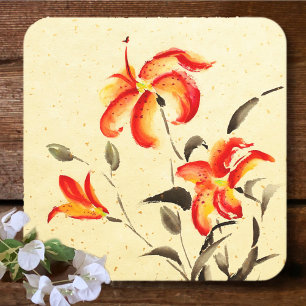 Tiger Lily - rood Kartonnen Onderzetters