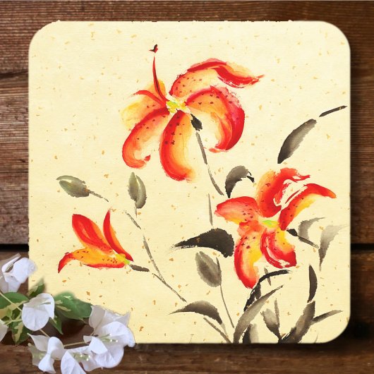 Tiger Lily - rood Kartonnen Onderzetters