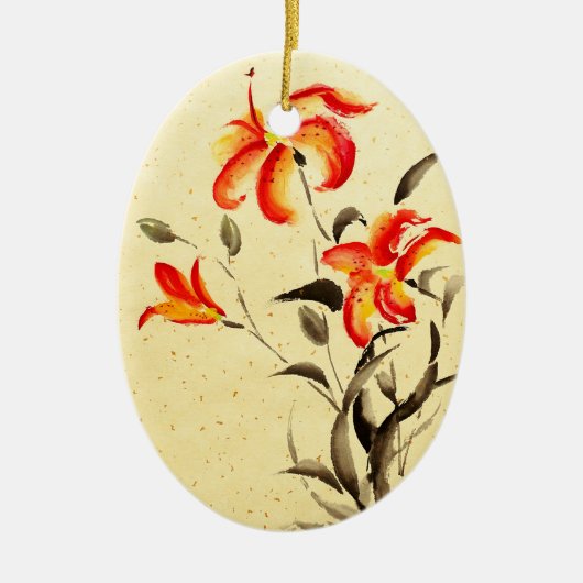 Tiger Lily - rood Keramisch Ornament (Voorkant)