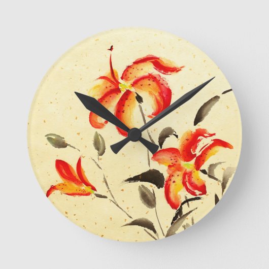 Tiger Lily - rood Ronde Klok (Voorkant)