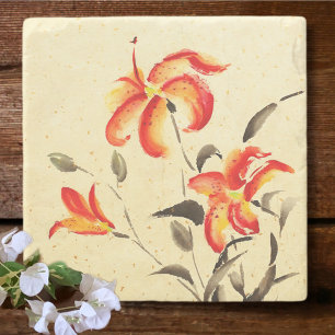 Tiger Lily - rood Stenen Onderzetter