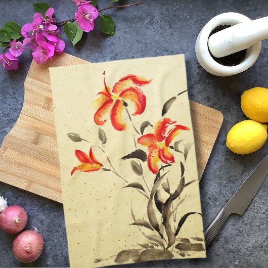 Tiger Lily - rood Theedoek