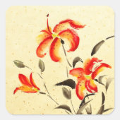 Tiger Lily - rood Vierkante Sticker (Voorkant)