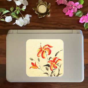 Tiger Lily - rood Vierkante Sticker