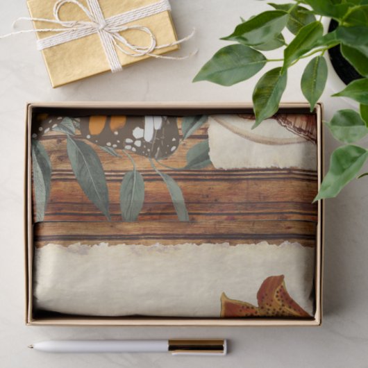 Tiger Lily Rustic Wood Collage Ontkoppeling Tissuepapier (Geschenk)
