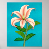 Tiger Lily Single Botanische Bloem op Blauw Poster (Voorkant)