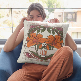 Tiger Lily Stijl met Groene Patroon Terug Kussen