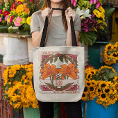 Tiger Lily -Style Art Front en Sinaasappel Achterk Tote Bag