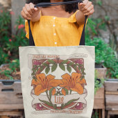 Tiger Lily -Style Art Front en Sinaasappel Achterk Tote Bag