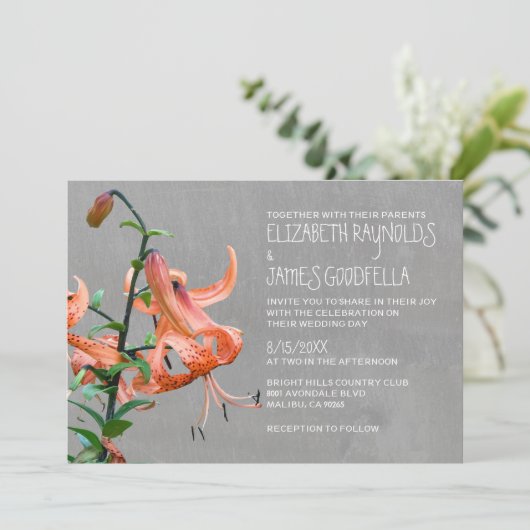Tiger Lily Wedding Invitations Kaart (Staand voorkant)