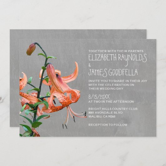 Tiger Lily Wedding Invitations Kaart (Voorkant / Achterkant)
