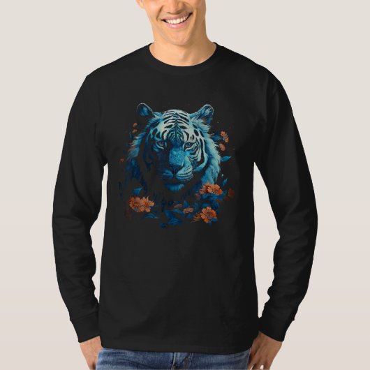 Tiger Lover Kunstwerk Bloem Dier Motief Tijger 1 T-shirt (Voorkant)