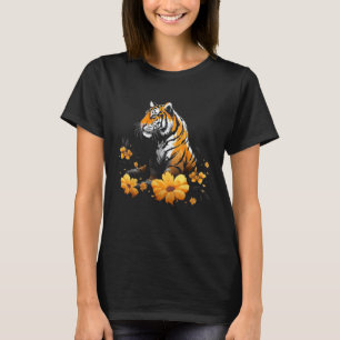 Tiger Lover Kunstwerk Bloem Dier Motief Tijger 6 T-shirt