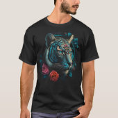 Tiger Lover Kunstwerk Bloem Dier Motief Tijger 7 T-shirt (Voorkant)