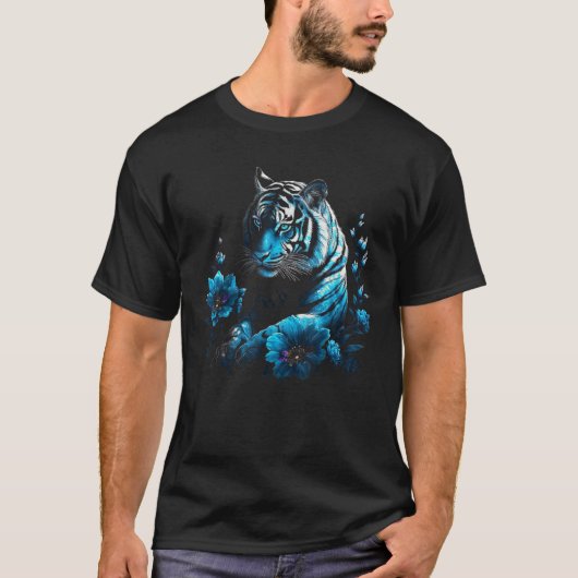 Tiger Lover Kunstwerk Bloem Dier Motief Tijger 9 T-shirt (Voorkant)