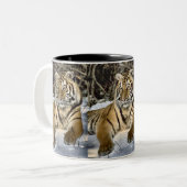 Tiger Lovers Art Gifts Tweekleurige Koffiemok (Voorkant links)