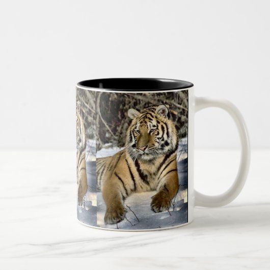 Tiger Lovers Art Gifts Tweekleurige Koffiemok (Rechts)