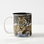Tiger Lovers Art Gifts Tweekleurige Koffiemok (Links)