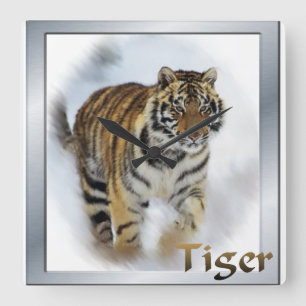 Tiger Lovers Art Vierkante Klok