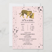 Tiger Mama Pink Girl Baby shower Invitation Kaart (Voorkant)