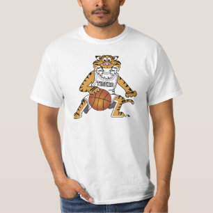 Tiger Mascot die Basketball speelt T-shirt