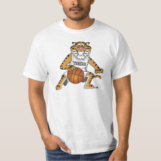 Tiger Mascot die Basketball speelt T-shirt