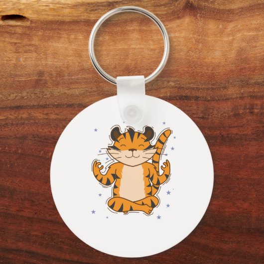 Tiger meditiert Großkatze Raubtier Zoo Sleutelhanger (Voorkant)