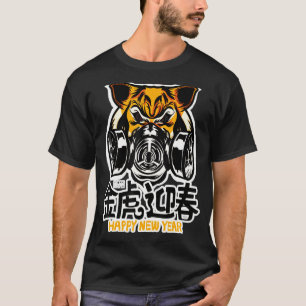 Tiger met gezichtsmasker in het masker van de tijg t-shirt