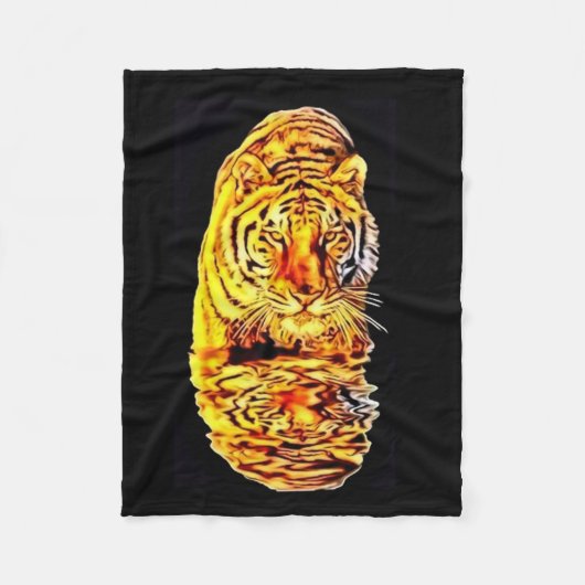 Tiger Mirror Art Nouveau Fleece Blanket Deken (Voorkant)