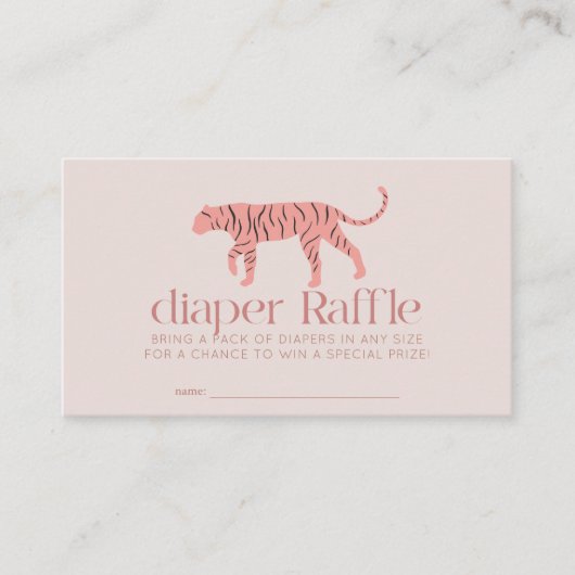 Tiger Modern Roze Baby shower Luier Raffle Ticket Informatiekaartje (Voorkant)