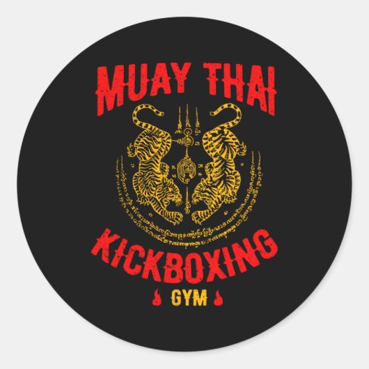 Tiger Muay Thai Kickboksen Gym MMA Training Ronde Sticker (Voorkant)