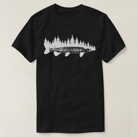 Tiger Musky Pine Forest Treeline Vist buiten T-shirt (Design voorkant)