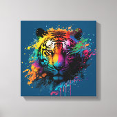 Tiger Neon Ink Splash Canvas Afdruk (Voorkant)