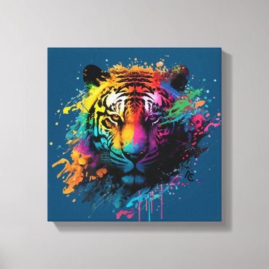 Tiger Neon Ink Splash Canvas Afdruk (Voorkant)