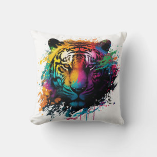 Tiger Neon Ink Splash Kussen