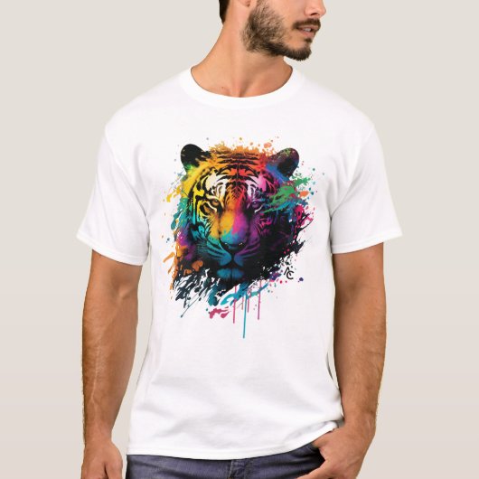 Tiger Neon Ink Splash T-shirt (Voorkant)