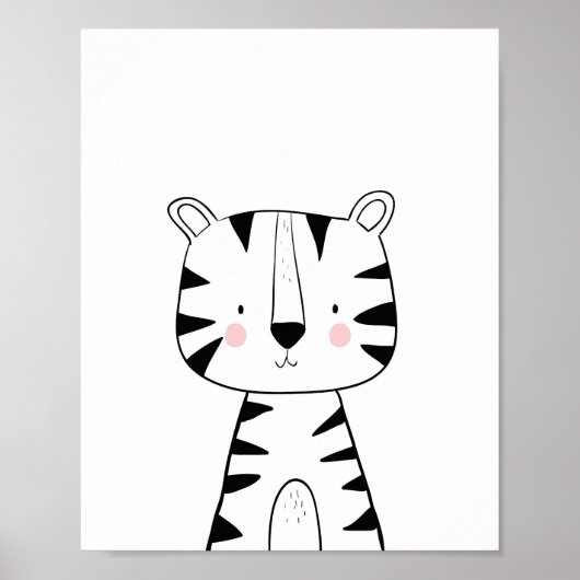 Tiger Nursery Print Black en white modern zoo (Voorkant)