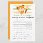 Tiger Nursery Rhyme Quiz baby shower game (Voorkant / Achterkant)