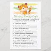 Tiger Nursery Rhyme Quiz baby shower game (Voorkant)