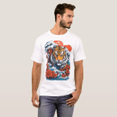 Tiger Ocean 1 Japanse stijl wit T-shirt (Voorkant volledig)