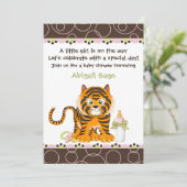 Tiger Oerwoud Baby shower Uitnodiging voor Meisjes (Staand voorkant)