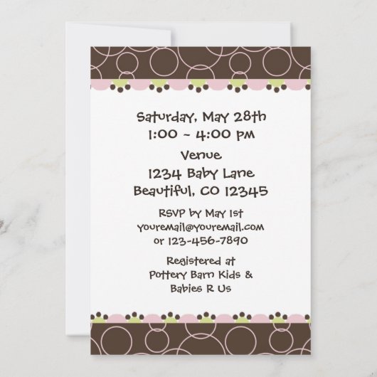 Tiger Oerwoud Baby shower Uitnodiging voor Meisjes (Achterkant)