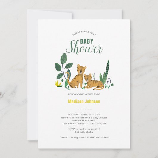 Tiger Oerwoud Boy | Dierdieren | KAART BABY SHOWER (Voorkant)