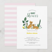 Tiger Oerwoud Girl Animal | KAART BABY SHOWER (Voorkant / Achterkant)