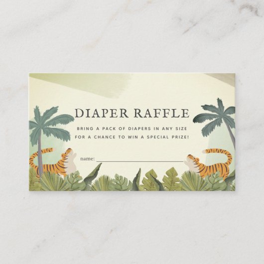 Tiger Oerwoud Safari Diaper Raffle Ticket Informatiekaartje (Voorkant)